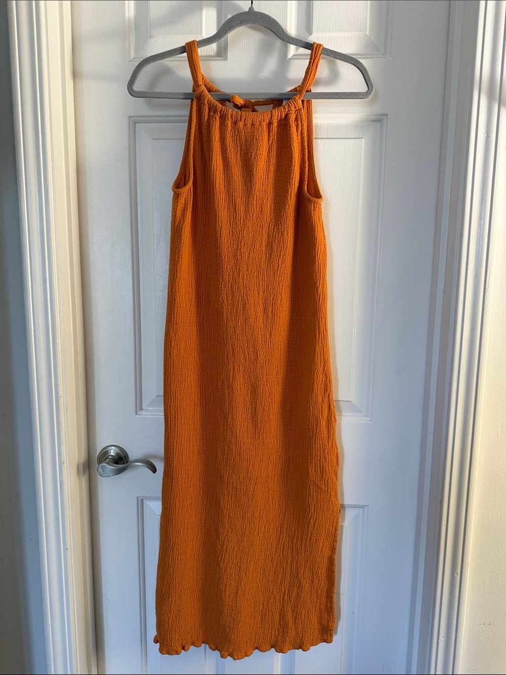 Evereve Asher gauzy Midi Dress in Tangerine Orange XS - Picture 3 of 6